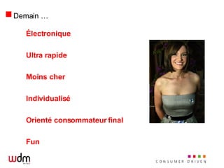 Demain … Électronique Ultra rapide Moins cher Individualisé Orienté consommateur final Fun 