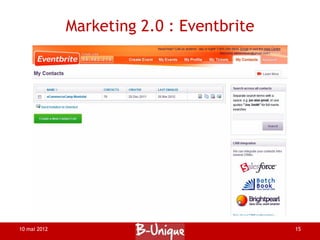 Marketing 2.0 : Eventbrite




10 mai 2012                                15
 