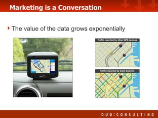 Marketing is a Conversation The value of the data grows exponentially 