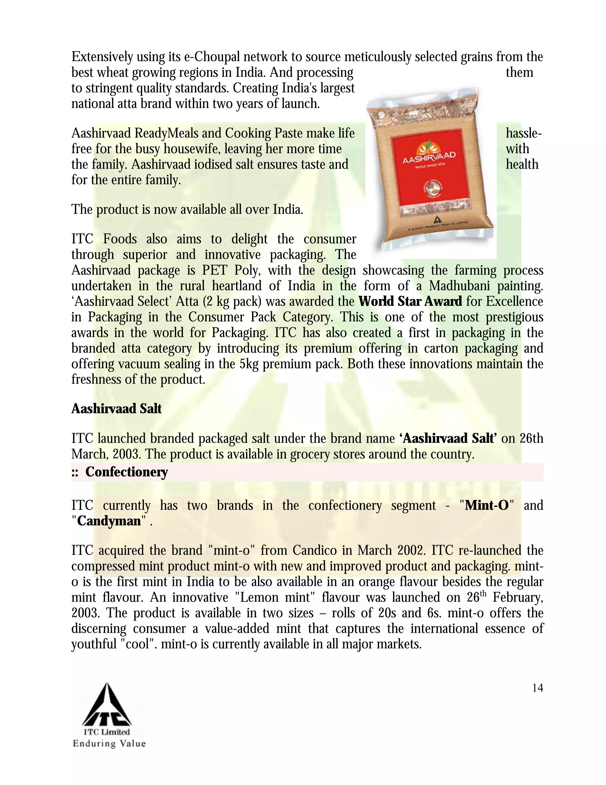 Marketing Management Project Itc Aashirvaad Atta