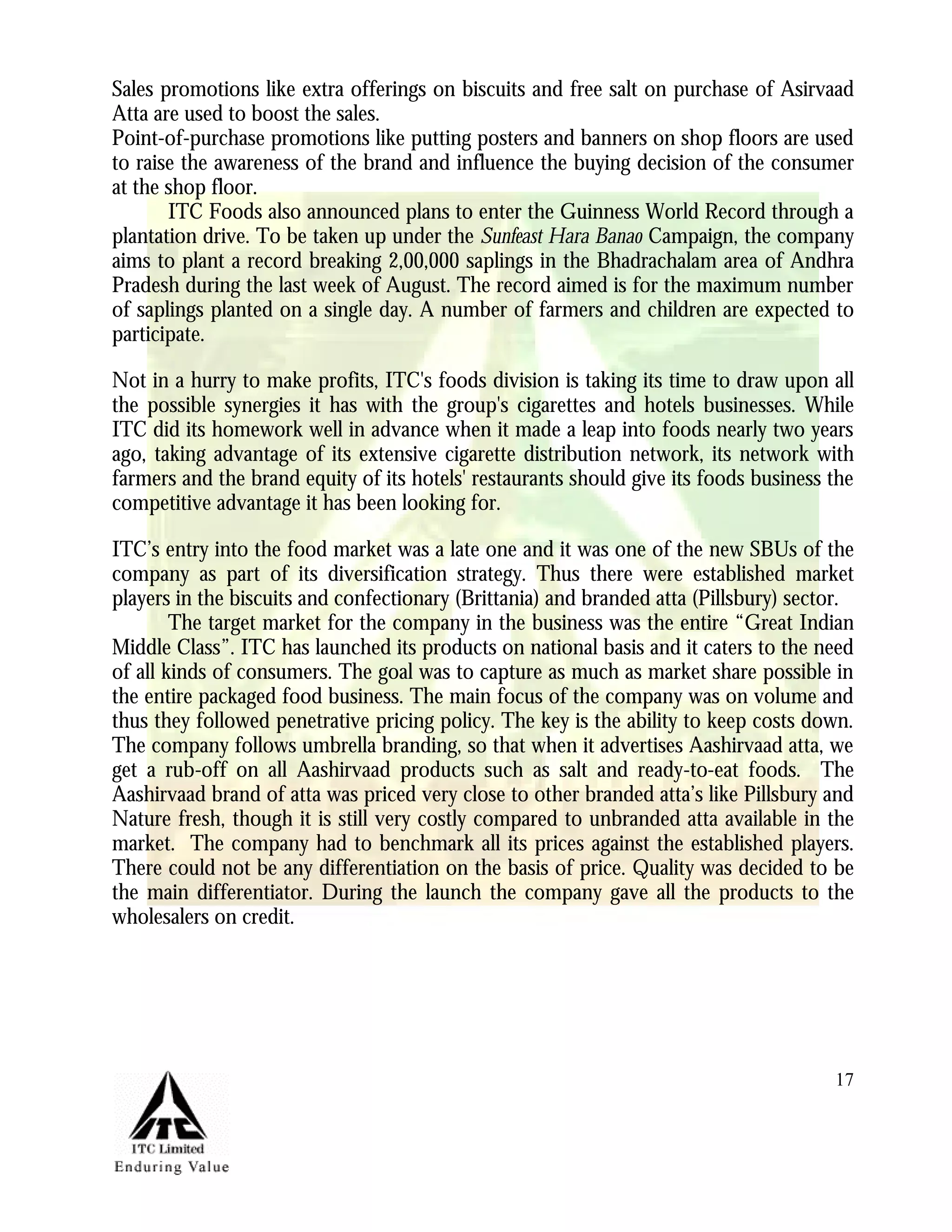 Marketing Management Project Itc Aashirvaad Atta