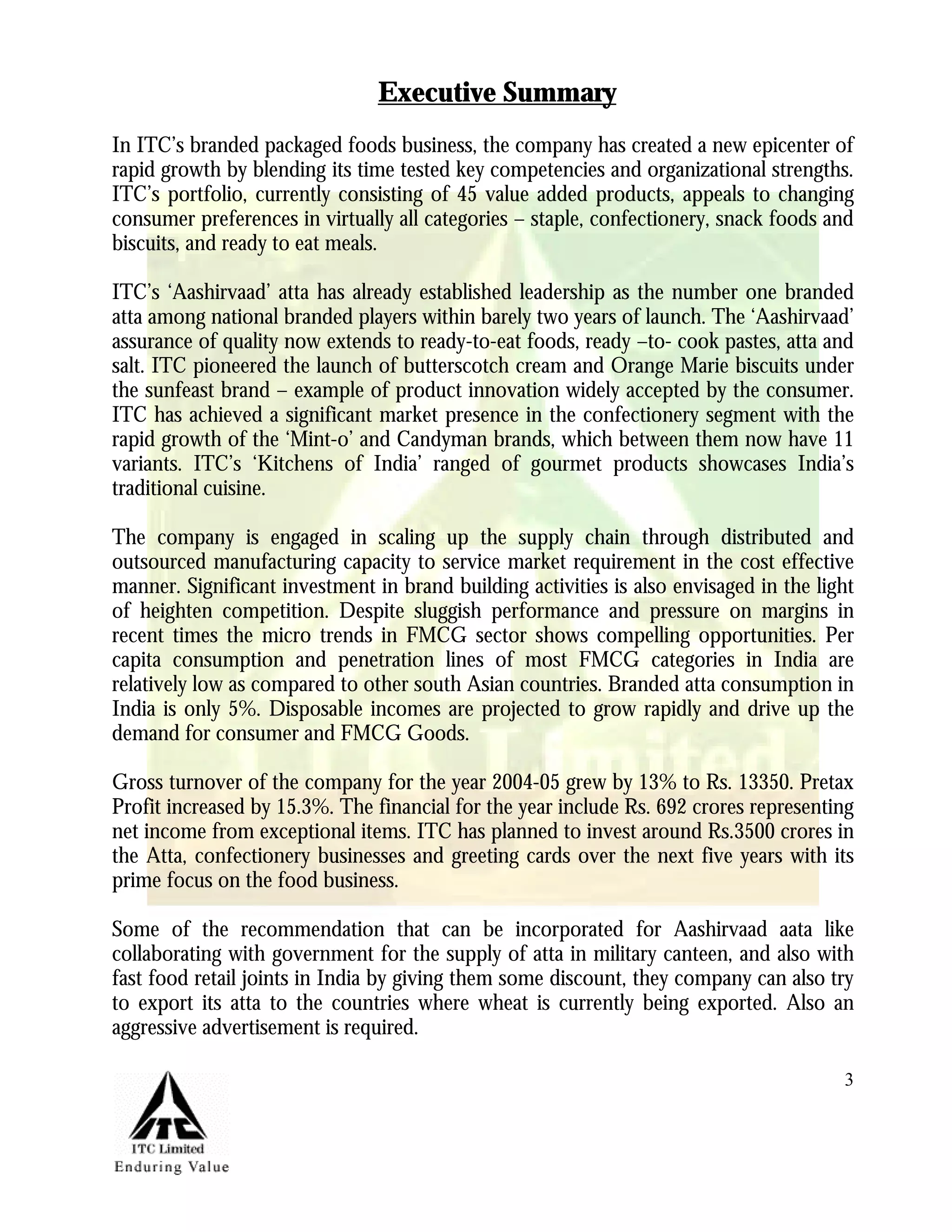 Marketing Management Project Itc Aashirvaad Atta