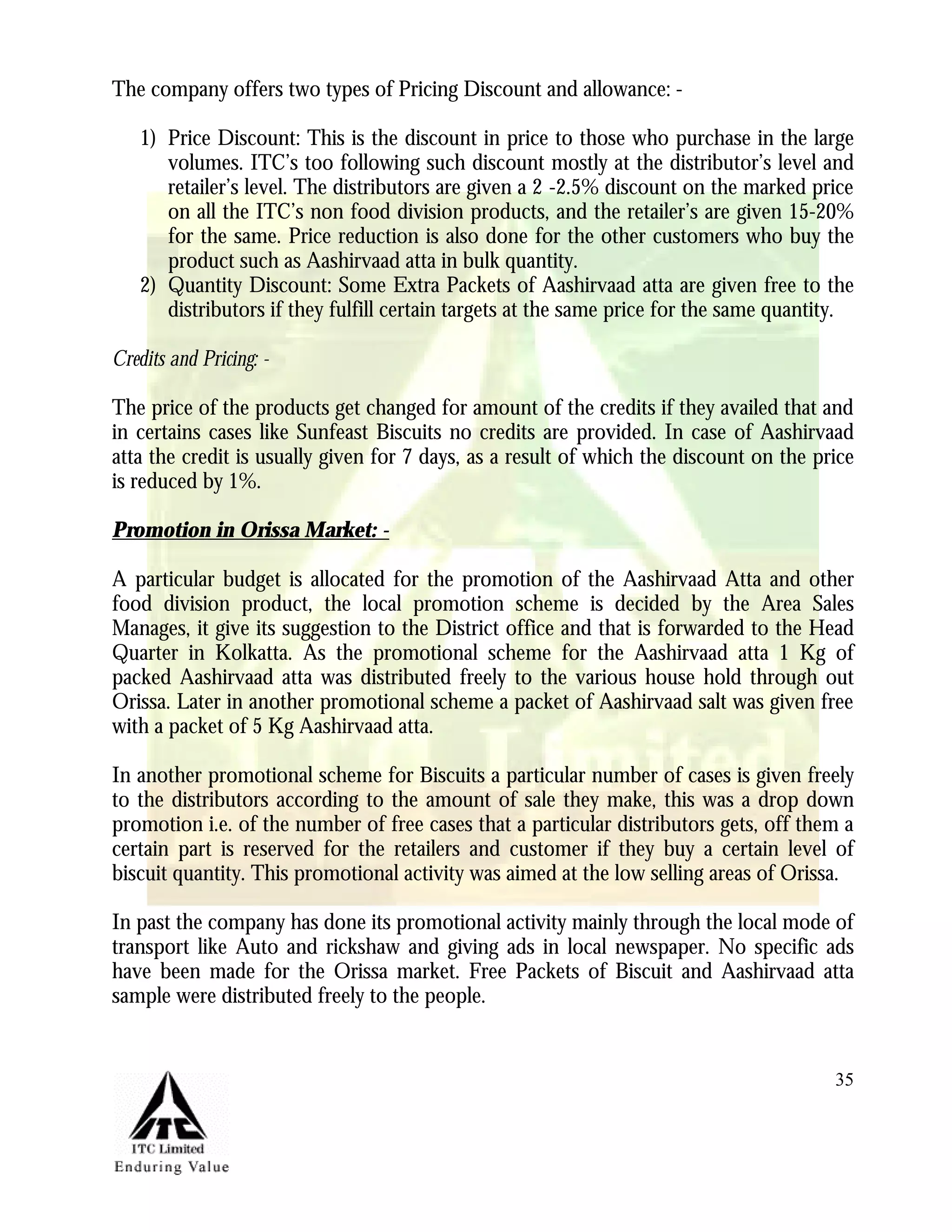 Marketing Management Project Itc Aashirvaad Atta