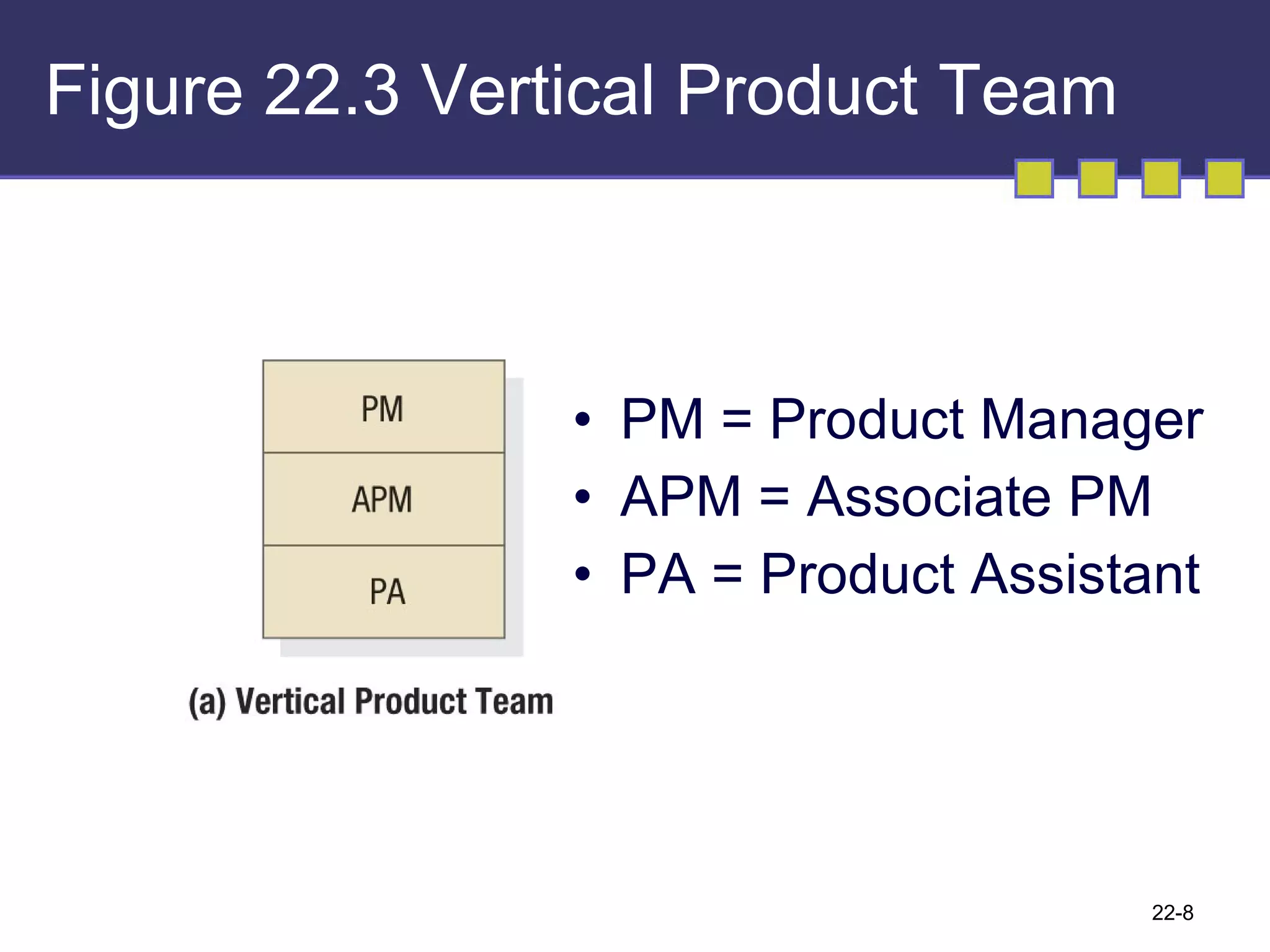 Figure 22.3 Vertical Product Team 22- PM = Product Manager APM = Associate PM PA = Product Assistant 