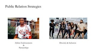 Public Relation Strategies
Diversity & Inclusion
Athlete Endorsements
&
Partnerships
 