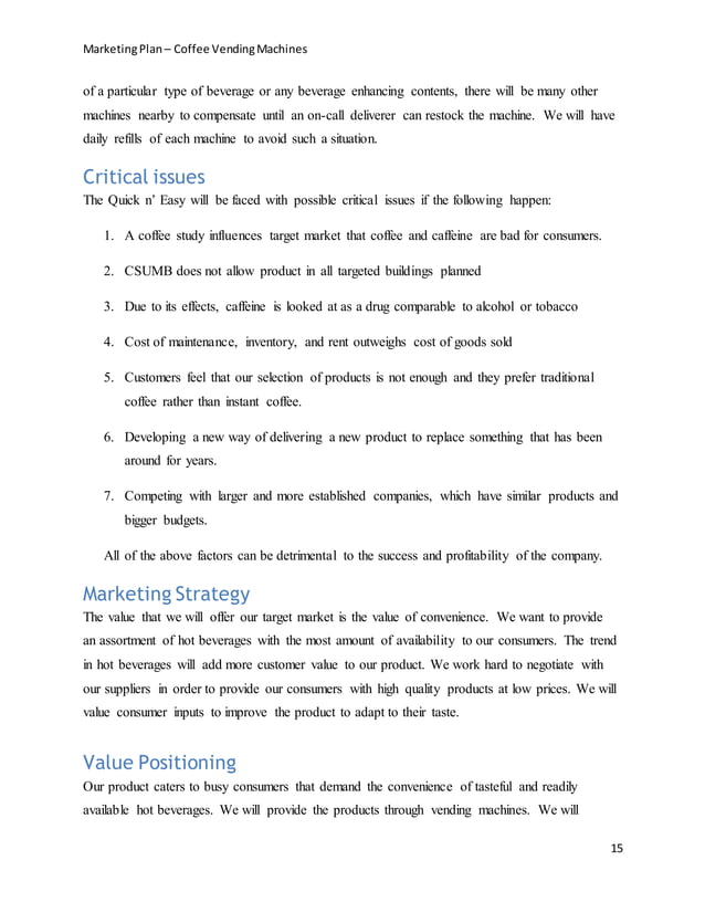 Marketing plancoffeevendingmachines