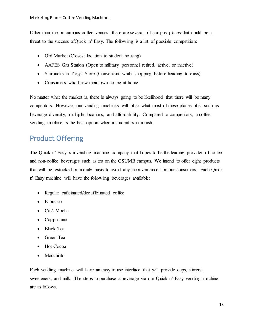 Marketing plancoffeevendingmachines