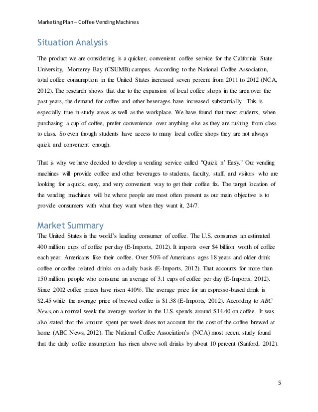 Marketing plancoffeevendingmachines