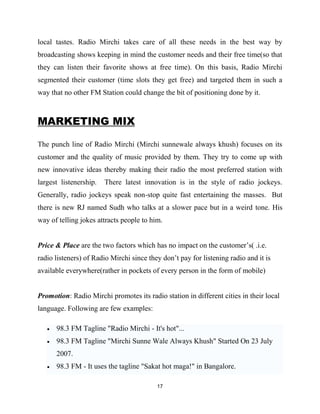 Marketing Plan Radio Mirchi