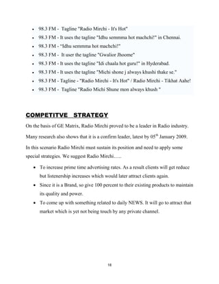 Marketing Plan Radio Mirchi