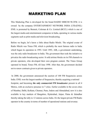 Marketing Plan Radio Mirchi