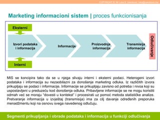 Marketing informacioni sistem | proces funkcionisanja
Segmenti prikupljanja i obrade podataka i informacija u funkciji odl...
