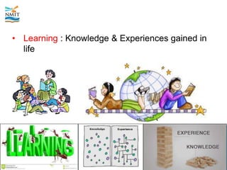 • Learning : Knowledge & Experiences gained in
life
 