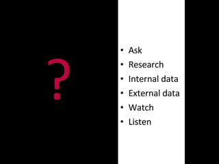 ?   Ask Research Internal data External data Watch Listen 