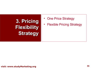 3. Pricing Flexibility Strategy One Price Strategy Flexible Pricing Strategy 