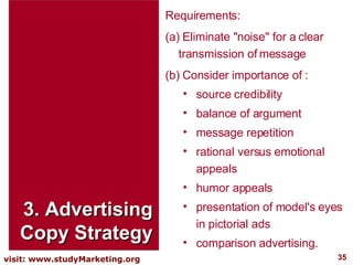 3. Advertising Copy Strategy <ul><li>Requirements:  </li></ul><ul><li>(a) Eliminate &quot;noise&quot; for a clear transmis...