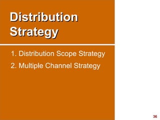 Distribution Strategy <ul><li>Distribution Scope Strategy </li></ul><ul><li>Multiple Channel Strategy </li></ul>