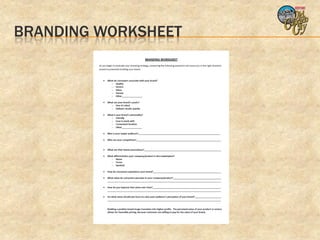 BRANDING WORKSHEET
 