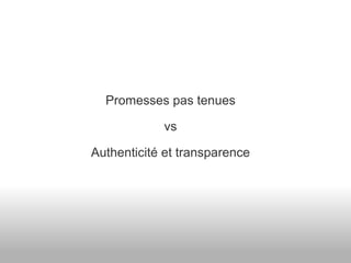 Promesses pas tenues vs Authenticité et transparence 