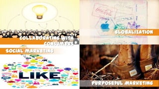 Globalization
Collaborating with
Consumers
Social marketing

Purposeful Marketing

 