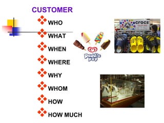 CUSTOMER
WHO
WHAT
WHEN
WHERE
WHY
WHOM
HOW
HOW MUCH
 