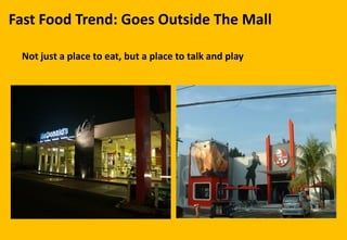 Fast Food Trend: Goes Outside The Mall
Not just a place to eat, but a place to talk and play
 