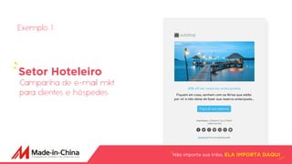 60% off em reservas antecipadas
Fiquem em casa, sonhem com as férias que estão
por vir e não deixe de fazer sua reserva antecipada…
Faça já sua reserva
Não importa sua tribo, ELA IMPORTA DAQUI
Setor Hoteleiro
Exemplo 1
Campanha de e-mail mkt
para clientes e hóspedes:
 