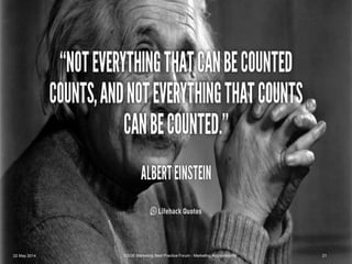 21
But beware, what we said earlier…….
22 May 2014 EDGE Marketing Best Practice Forum - Marketing AccountabilityEDGE Marketing Best Practice Forum - Marketing Accountability22 May 2014 21
 