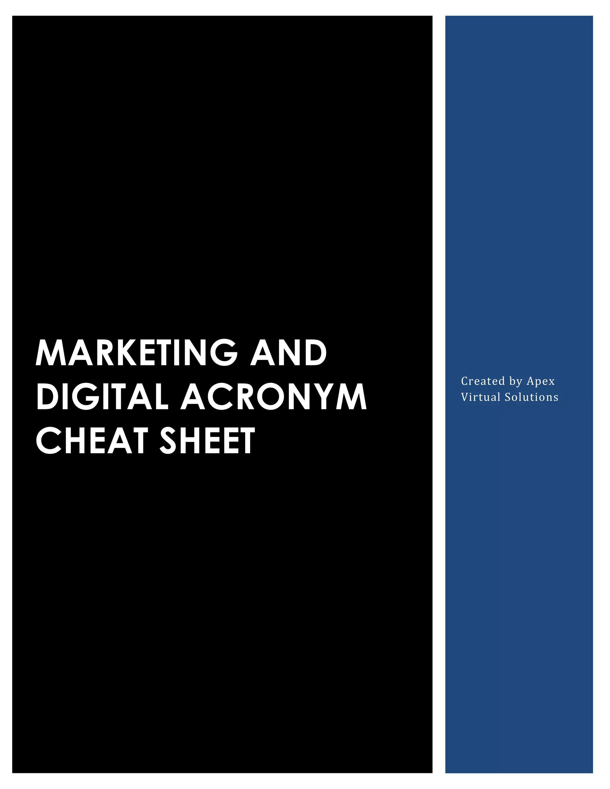 Marketing and Digital Acronym Cheat Sheet PDF