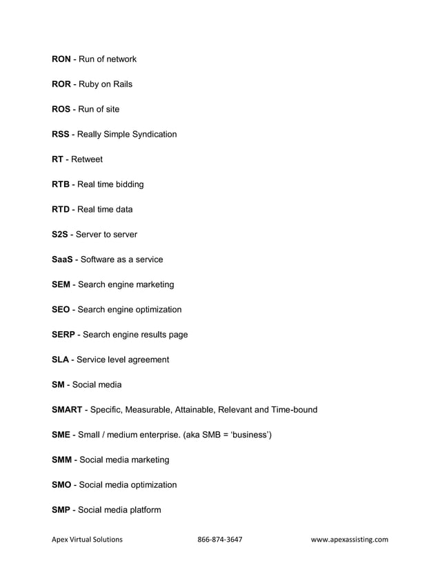 Marketing and Digital Acronym Cheat Sheet | PDF | Internet | Computing
