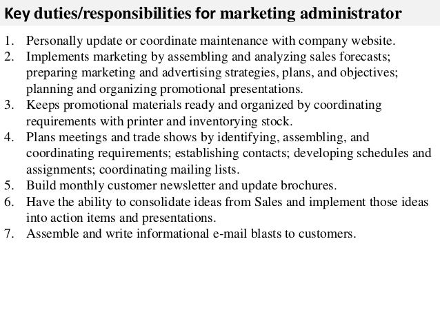 marketing administrator job description admin duties