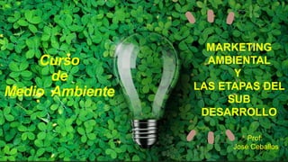Curso
de
Medio Ambiente
MARKETING
AMBIENTAL
Y
LAS ETAPAS DEL
SUB
DESARROLLO
Prof:
José Ceballos
 