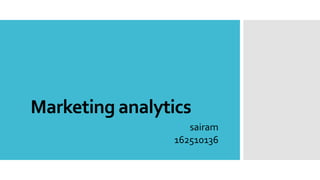 Marketing analytics
sairam
162510136
 