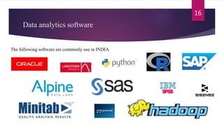 Data analytics software
The following software are commonly use in INDIA
16
 