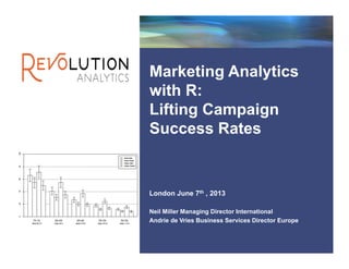 Revolution Confidential
Marketing Analytics
with R:
Lifting Campaign
Success Rates
London June 7th , 2013
Neil Miller Managing Director International
Andrie de Vries Business Services Director Europe
 