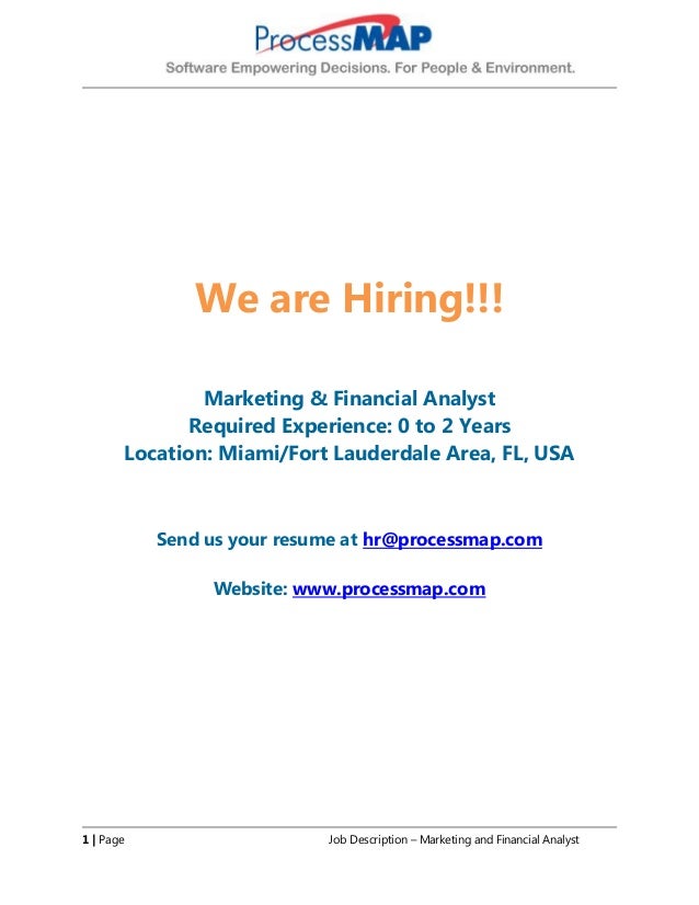 marketing and financial analyst processmap is hiring financial analyst job description