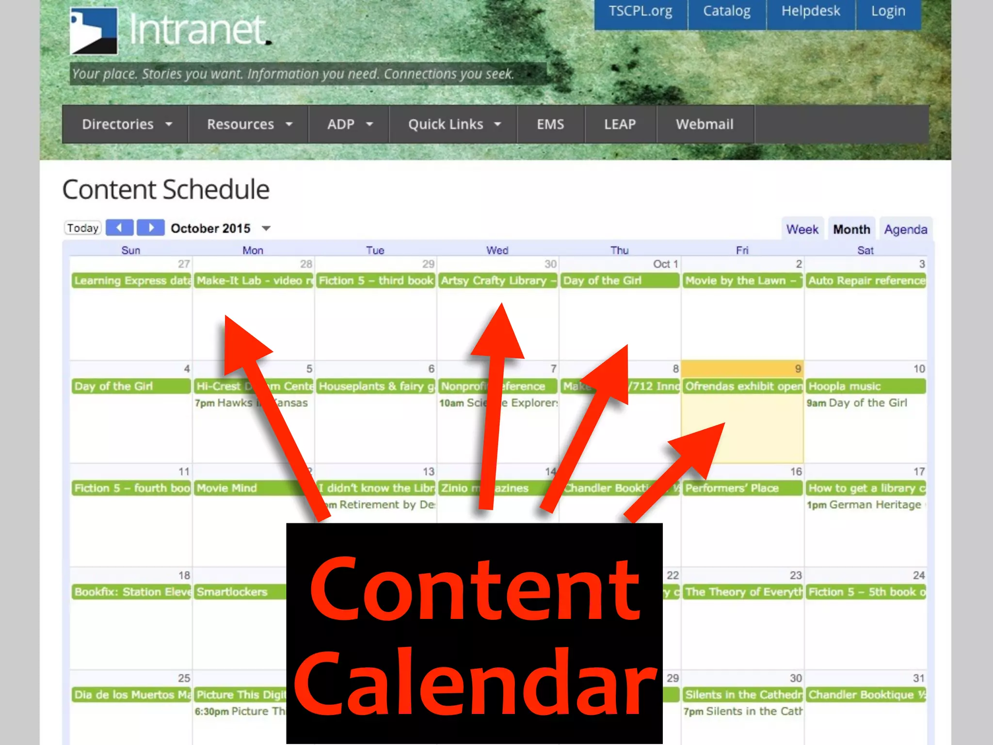 Content
Calendar