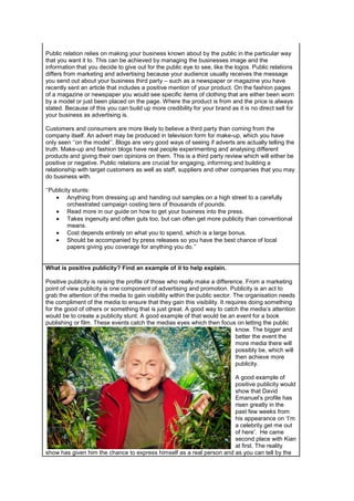 Marketing and pr task 1 | DOCX
