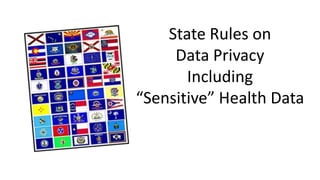 State Rules on
Data Privacy
Including
“Sensitive” Health Data
 