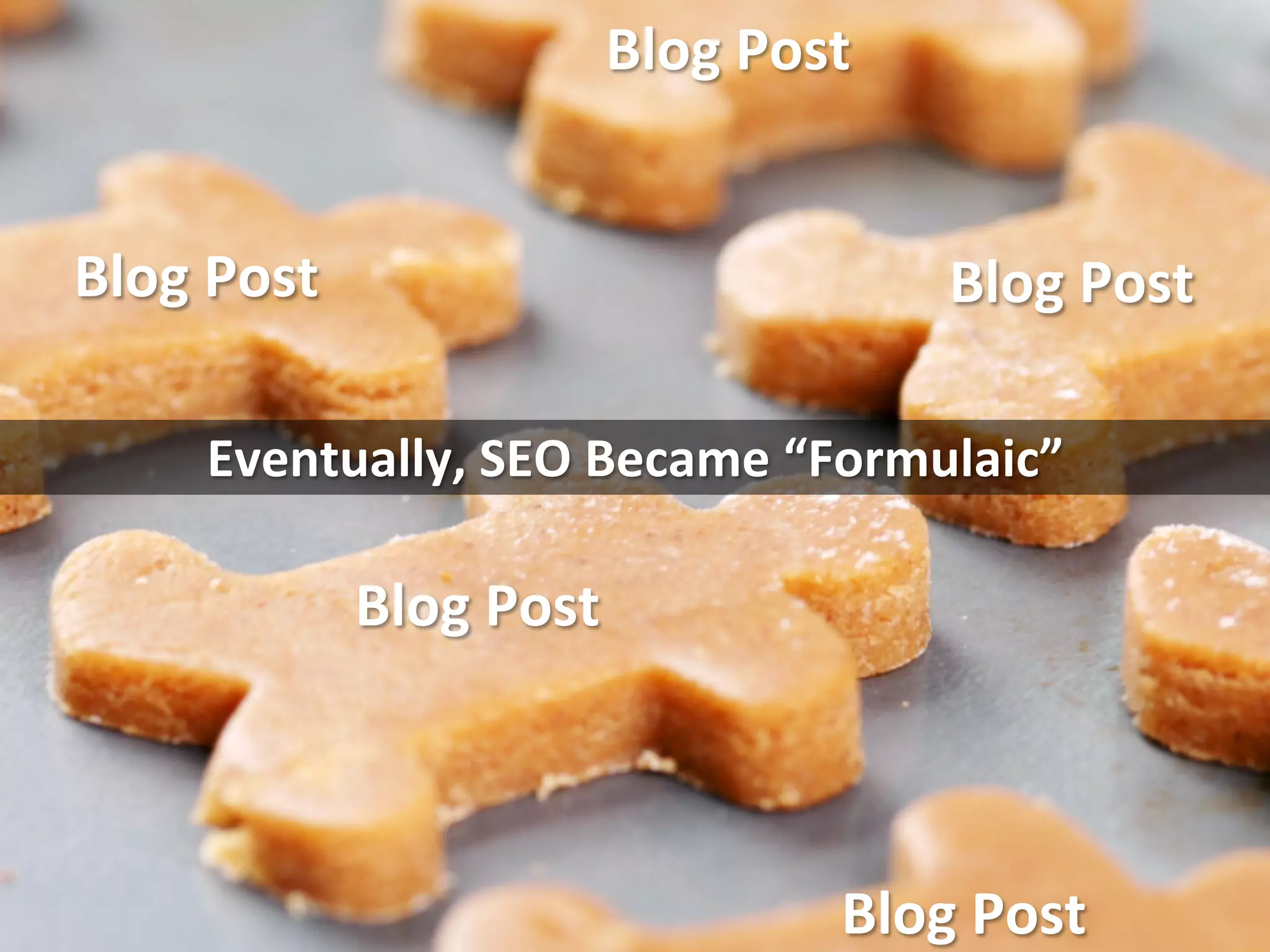 Blog	
  Post	
  
Blog	
  Post	
  
Blog	
  Post	
  
Blog	
  Post	
  
Blog	
  Post	
  
Eventually,	
  SEO	
  Became	
  “Formulaic”	
  
 