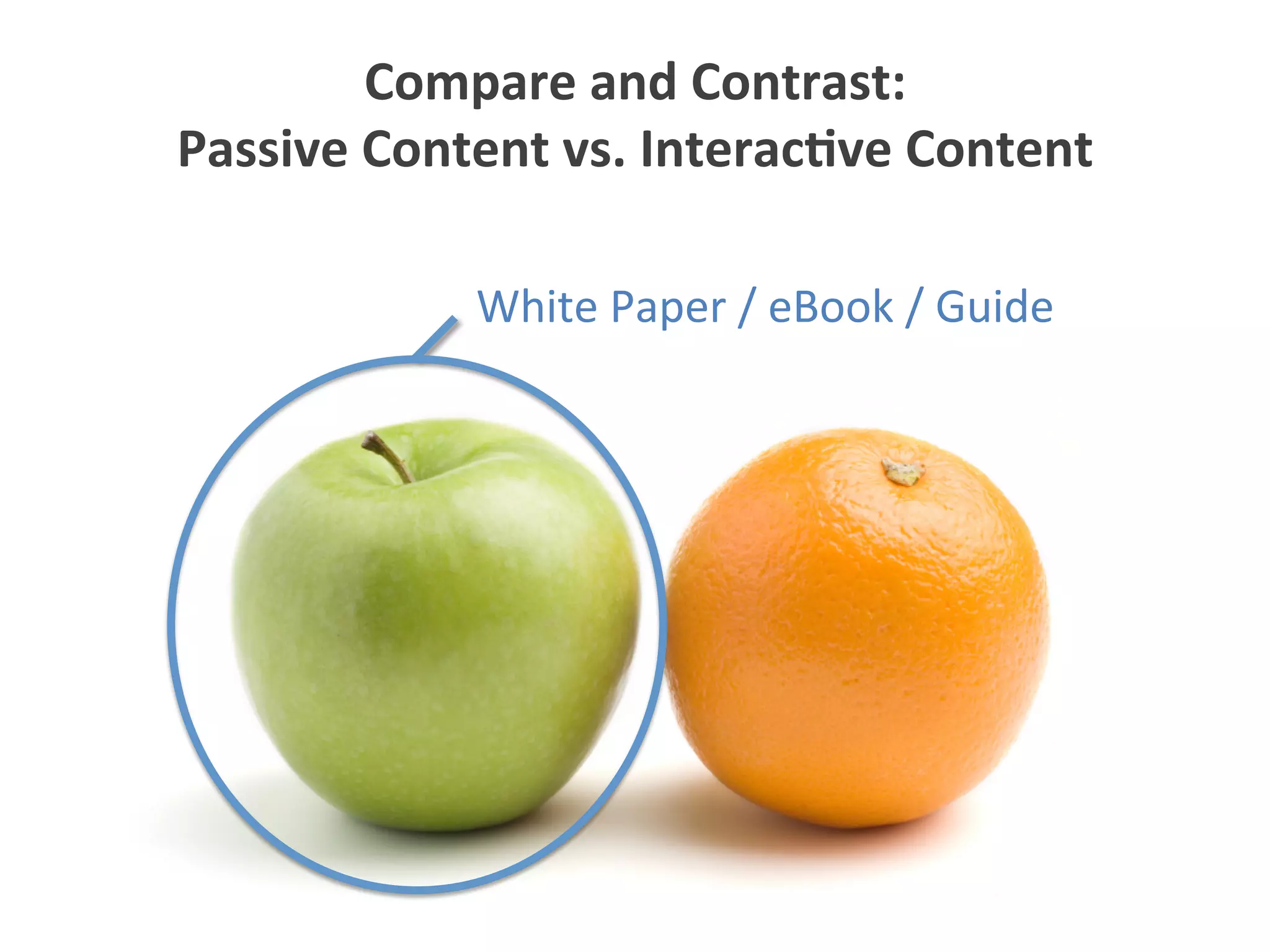 Compare	
  and	
  Contrast:	
  
Passive	
  Content	
  vs.	
  Interac1ve	
  Content	
  
White	
  Paper	
  /	
  eBook	
  /	
  Guide	
  
 