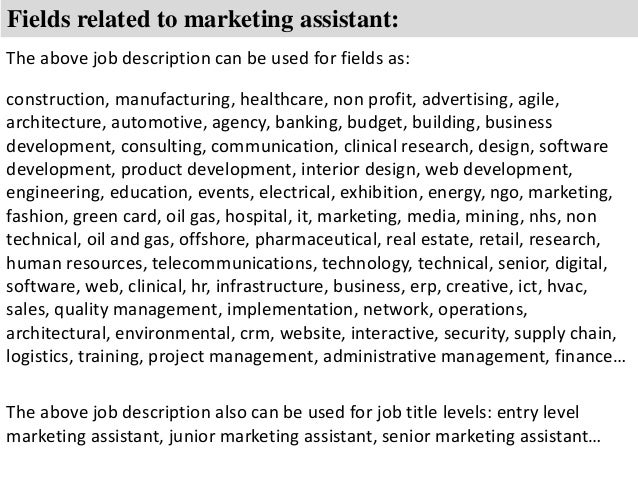 8 fields related to marketing assistant the above job description