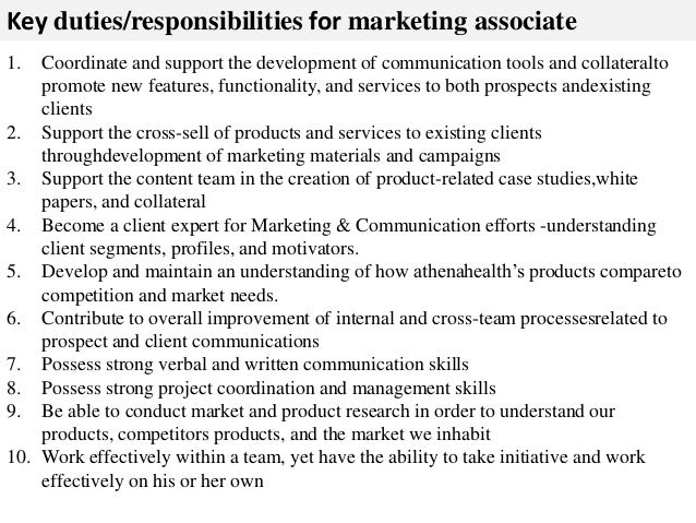 marketing associate job description it support duties and responsibilities