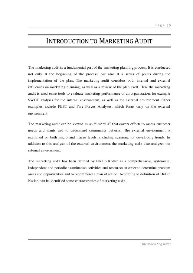 5 p a g e 3 the marketing audit iinnttrroodduuccttiioonn