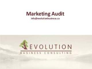 Marketing Audit
 info@evolutionbusiness.ca
 