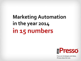 Marketing Automation
in the year 2014
in 15 numbers
Focus on strategies and ideas,
iPresso does the rest.
 