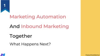 Marketing Automation
And Inbound Marketing
Together
MakeWebBetter
1
What Happens Next?
MakeWebBetter
 
