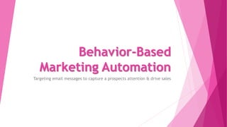 Behavior-Based
Marketing Automation
Targeting email messages to capture a prospects attention & drive sales
 