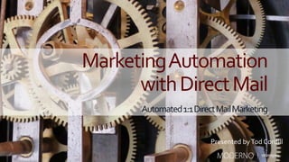MarketingAutomation
withDirectMail
Automated1:1DirectMailMarketing
Presented byTod Cordill
 