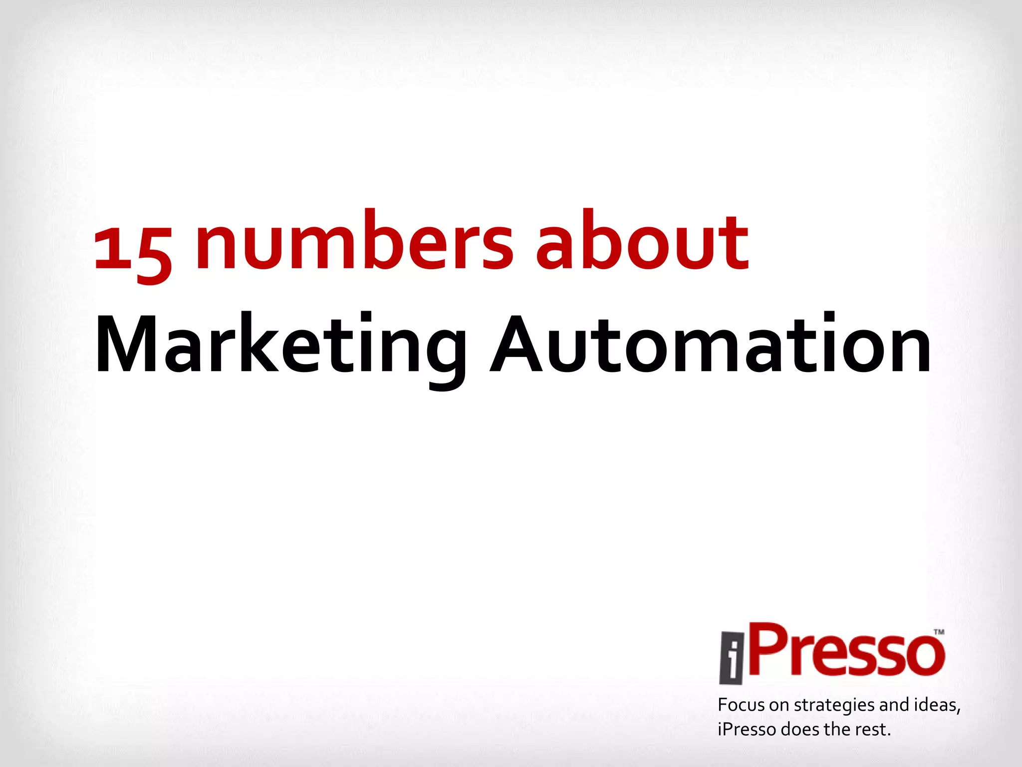 15 numbers about
Marketing Automation
Focus on strategies and ideas,
iPresso does the rest.